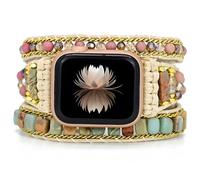 Vestamore Bracelet de montre, bracelet de perles tissé à la main, bracelet de montre bohème, tailles réglables, montre élégante, convient pour 38-41 mm, pierre naturelle multicouche