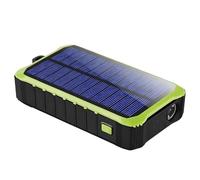 Vestamore Chargeur solaire à manivelle vert, 12 000 mAh avec deux ports USB, source d'alimentation mobile d'urgence extérieure, lampe de poche LED, support pliable, 14 x 7,9 cm