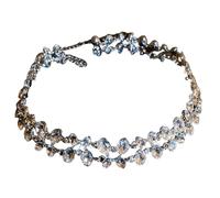 Vestamore Collar de cristal para mujer, gargantilla de aleación plateada de longitud ajustable, elegante diseño de flor, decoración de cristal brillante, para fiestas y ocasiones especiales