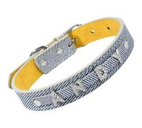 Vestamore Collier argenté pour animal de compagnie, taille M, collier pour chien et chat, réglable et léger incrusté en cuir PU, accessoire personnalisé
