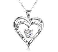 Vestamore Collier cœur en argent sterling S925 pour épouse, pendentif cœur avec cristal, chaîne réglable, cadeau pour la Saint-Valentin, anniversaire, bijou raffiné pour exprimer votre amour