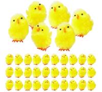 Vestamore Décoration de fête de Pâques, poussins en peluche de 3,8 cm, adorables poussins duveteux, poussins doux et moelleux, 36 accessoires photo de poussins jaunes