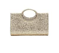 Vestamore Elegante Abendtasche für Damen, goldene Glitzer-Clutch mit Kristall-Schmuckgriff, Hochzeitstasche mit abnehmbarem Schulterriemen, Strass-Tasche für Bankett, Cocktail, Ball und Zeremonien