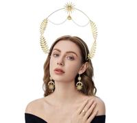 Vestamore Ensemble coiffe et boucles d'oreilles à auréole - Bandeau de déesse bohème pour femme - Accessoires de lune et d'étoiles - Idéal pour un mariage, une fête costumée, un gala et des