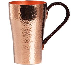 Vestamore Gehämmerter Becher aus rotem Kupfer mit Griff, verdicktes Material, 400 mL, strukturierter Becher für kalte Getränke, Sammler-Kaffeetasse, angenehmer Halt, Sammlerstück zum Behalten