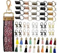 Vestamore Kit de porte-clés à faire soi-même avec 216 pièces, comprend des clips pivotants, des pompons colorés, des fermoirs mousquetons, 24 couleurs