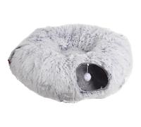 Vestamore Lit Tunnel pour Chat à Poils Longs, Grand 80 x 25 cm, caverne Moelleuse avec Tapis Doux, Zone de Jeu Confortable et Interactive, abri Gris Pliable pour Sommeil Profond et Chaleur en Hiver