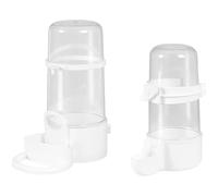 Vestamore Lot de 2 mangeoires à oiseaux - 480 ml - Distributeur d'eau automatique avec bouteille transparente - Base blanche pour perruches, calopsittes et perruches