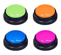 Vestamore Lot de 4 boutons parlants pour chien, boîte à boutons sonores pour animaux de compagnie, commande vocale enregistrable, enregistrement facile à un bouton, sonneries robustes de 7,9 cm