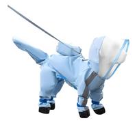 Vestamore Manteau de pluie pour chien avec capuche, couverture complète et imperméable à 4 pieds, longueur du dos de 30 cm, manteau de pluie pour petits chiens Bleu nuage