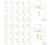 Vestamore Numéros de table en acrylique doré : ensemble de trente-deux arches