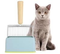 Vestamore Pelle à litière en métal pour chat avec support ABS, panier pour le nettoyage des déchets, ensemble pelle à déjections canines avec poignée en hêtre, outil de nettoyage de plateau
