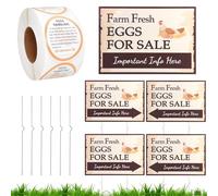 Vestamore Piquets en métal avec panneaux en forme d'œufs de ferme, 5 pièces étanches en polypropylène double face, œufs de ferme à vendre, 42 x 30 cm, idéal pour une utilisation en extérieur