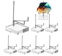 Vestamore Présentoir en cristal, support à bijoux en métal et acrylique, base transparente dorée et argentée, trois tailles que vous pouvez régler, excellent pour afficher des pièces minérales et en