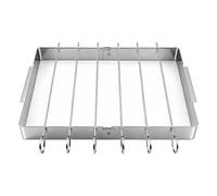 Vestamore Support à shish Kebab Pliable avec 6 brochettes en métal pour Kebabs, Set de brochettes BBQ en Acier Inoxydable pour Camping extérieur, Grille Portable, 14,2 x 9,6 po