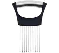 Vestamore Support pour oignon à couper, support pour oignon en acier inoxydable, coupe-légumes et citron, fourchette de découpe avec poignée PP, outil d’aide à la coupe, 5,6 x 3,7 in / 14,3 x 9,5 cm