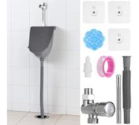 Vestamore Urinoir avec kit complet de valve de chasse d'eau, design mural avec couvercle, petit inverseur d'urine en plastique, toilettes extérieures avec couvercle pour garages, salles de bains