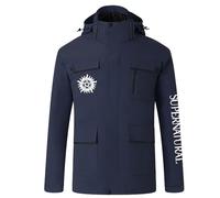 Veste 3 en 1 Résistante à l'Eau Hommes - Manteau Ajustable avec Capuche pour Supernatural - Doublure Polaire Détachable - Nombreuses Poches - Hiver Chaud Activités Extérieures,Blue2-3x_l