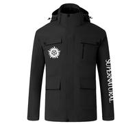 Veste 3 en 1 Résistante à l'Eau Hommes - Manteau Ajustable avec Capuche pour Supernatural - Doublure Polaire Détachable - Nombreuses Poches - Hiver Chaud Activités Extérieures,Black-3x_l