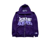 Veste À Capuche Adulte, Sweat À Capuche pour Hommes, Haut de Piste À Capuche Entièrement Zippé, Veste de Survêtement avec Capuche, Sweat-Shirt Streetwear Baggy, Sweat À Capuche Vintage Y2K(Purple,L)
