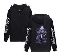 Veste À Capuche Anime Oversized avec Zip | Style Harajuku pour Homme Et Femme | Design Solo Leveling (BW1326 Noir,TTG)