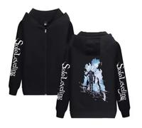 Veste À Capuche Anime Oversized avec Zip | Style Harajuku pour Homme Et Femme | Design Solo Leveling (BW1327 Noir,TTG)