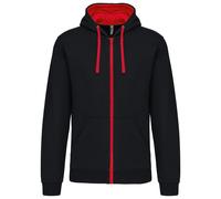 Veste À Capuche Contrastée - Homme - K466 - Noir Et Rouge