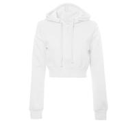 Veste à capuche courte à manches longues et fermeture éclair pour femme, blanc, L