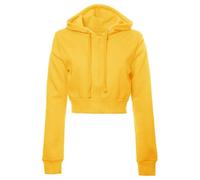 Veste à capuche courte à manches longues et fermeture éclair pour femme, jaune, L