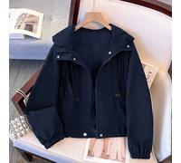 Veste à capuche courte, de couleur unie, décontractée et sportive pour femmes en grande taille, déperlante, nouvelle arrivée automne 2025, convient pour l'extérieur et les sports 0XL,1XL,2XL,3XL,4XLUn