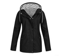 Veste à capuche décontractée pour femme avec matériau imperméable et poches, convient pour une utilisation au printemps, en été, en automne et en hiver pour les activités de plein air (XXXL est noir)