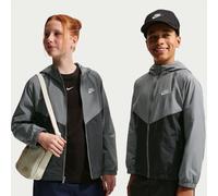Veste à capuche déperlante Nike Windrunner pour ado Smoke Grey/Noir/Blanc S