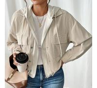 Veste à capuche en polaire patchwork 2 en 1 pour femmes, pour l'automne et l'hiver, tenues d'automne, trajets, minimaliste, bureau, old money, simple, bal de promo/université/Halloween/pull à motif/pa