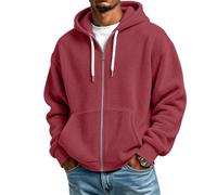 Veste à capuche en polaire polaire pour hommes à capuche zippée complète | Veste polaire polaire souple à capuche à fermeture éclair complète, poche kangourou avant, coupe chaude ample