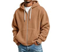 Veste à capuche en polaire polaire pour hommes à capuche zippée complète | Veste polaire polaire souple à capuche à fermeture éclair complète, poche kangourou avant, coupe chaude ample