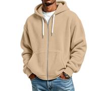 Veste à capuche en polaire polaire pour hommes à capuche zippée complète | Veste polaire polaire souple à capuche à fermeture éclair complète, poche kangourou avant, coupe chaude ample