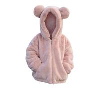 Veste à capuche en polaire pour bébé - Manteau en coton - Hiver chaud - Oreilles d'ours mignonnes - Veste floue - Vêtement d'extérieur - Gilet bébé garçon, Rose, 12-24 mois