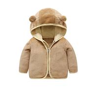 Veste à capuche en polaire pour bébés garçons et filles avec oreilles, vêtement chaud en ourson cartoon avec fermeture éclair, manteau pour nourrissons Leger Doux Pull zippé Vetement Bebe Naissance