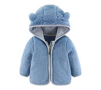 Veste à Capuche en Polaire pour bébés garçons et Filles avec Oreilles, vêtement Chaud en Ourson Cartoon avec Fermeture éclair, Manteau Nourrissons Leger Doux Blue,0-6 Mois
