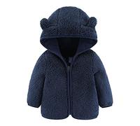 Veste à Capuche en Polaire pour bébés garçons et Filles avec Oreilles, vêtement Chaud en Ourson Cartoon avec Fermeture éclair, Manteau Nourrissons Leger Doux Navy,12-18 Mois