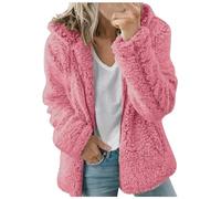 Veste à capuche en polaire pour femme avec doublure Sherpa et fermeture éclair intégrale pour l'hiver, rose vif, S
