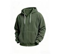 Veste à capuche en velours côtelé pour hommes à capuche zippée complète | Sweat à capuche en velours côtelé vertical souple, fermeture zippée complète, poche kangourou avant, coupe décontractée