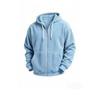 Veste à capuche en velours côtelé pour hommes à capuche zippée complète | Sweat à capuche en velours côtelé vertical souple, fermeture zippée complète, poche kangourou avant, coupe décontractée