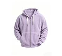 Veste à capuche en velours côtelé pour hommes à capuche zippée complète | Sweat à capuche en velours côtelé vertical souple, fermeture zippée complète, poche kangourou avant, coupe décontractée