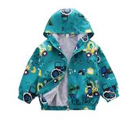 Veste à Capuche garçon 1an à 4ans,Coupe vent Motif Engins,Tracteur,Camion bétonnière,Bulldozer,Véhicules de Construction,Fermeture Éclair,Bleu et Vert (FR/ES, Âge, 4 ans, 5 ans, Taille normale, Vert)