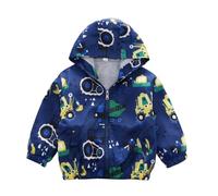 Veste à Capuche garçon 1an à 4ans,Coupe vent Motif Engins,Tracteur,Camion bétonnière,Bulldozer,Véhicules de Construction,Fermeture Éclair,Bleu et Vert (FR/ES, Âge, 3 ans, 4 ans, Taille normale, Bleu)