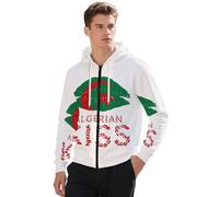 Veste À Capuche Homme Entièrement Zippée Algérie Imprimé Drapeau Doublure Intérieure Souple Et Extensible Coupe Ajustée Légère Et Chaude Trois en Un Veste De Bureau Tenue Maison Patriotique