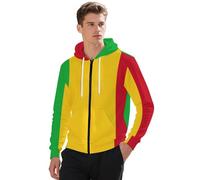 Veste À Capuche Homme Entièrement Zippée Mali Imprimé Drapeau Sweat-Shirt Manches Longues Style Universitaire Vêtements Décontractés Sweat-Shirt À Capuche Zippé Adolescent