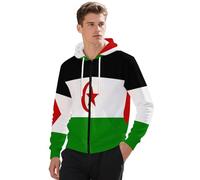 Veste À Capuche Homme Entièrement Zippée Sahara Occidental Imprimé Drapeau Doublure Intérieure Souple Et Extensible Coupe Ajustée Légère Et Chaude Trois en Un Veste De Bureau Tenue Maison