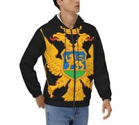 Veste À Capuche Homme Zip Complet Imprimé Badge Monténégro Emblème National Veste Extérieur Weekend Décontracté Choix Idéal Design Tendance Facile À Enfiler Style Patriotique Haut De Sport